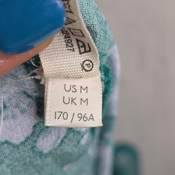 FreePeople Intimately SzM Green Polka-dot Floral Extra Wide BellSleeve top FLAW! - Picture 9 of 14